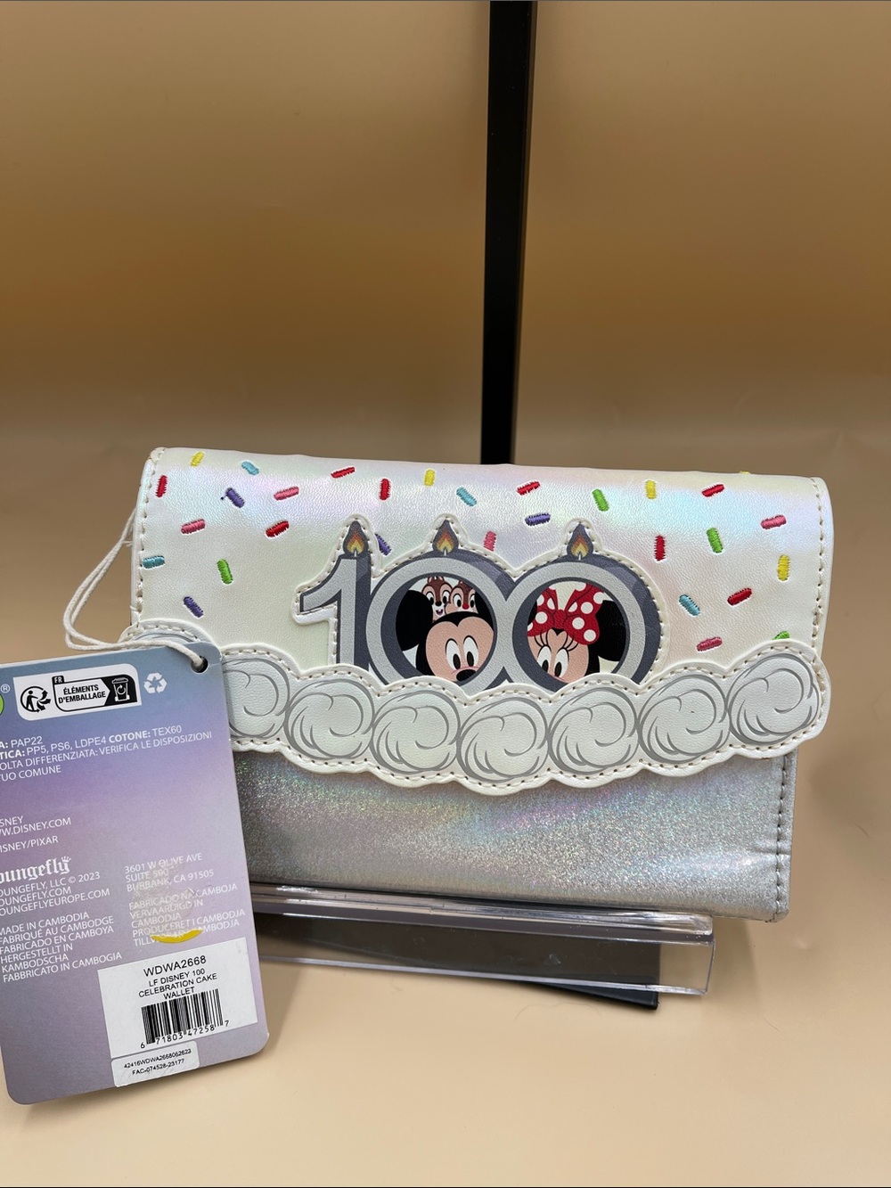 Loungefly White, Silver and Multicolor Disney 100 Celebration Wallet